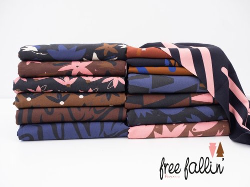 Jersey - free fallin´ Blumen & Blätter - braun - free fallin` by brinarina - Swafing
